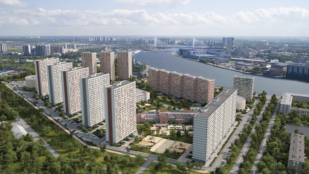 Комплекс с высоты: корпуса вдоль Невы
