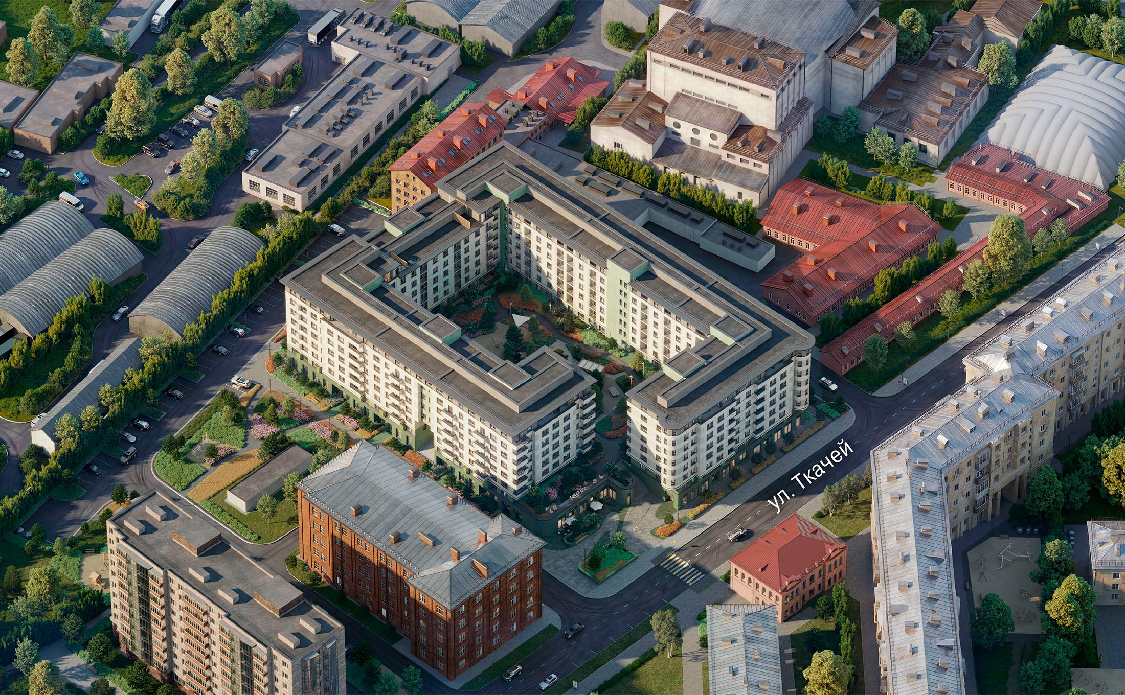 «Квартал Текстура» сверху, на улице Ткачей