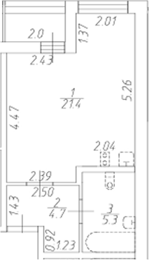 Планировка студии 31,4 м²